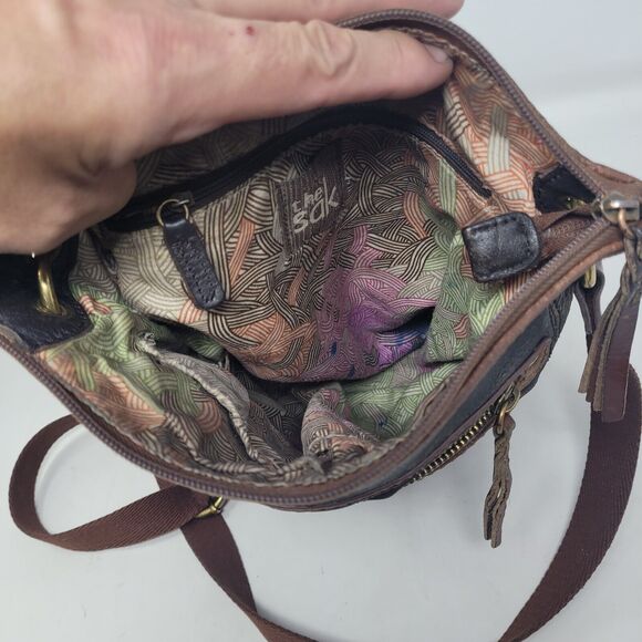 THE SAK Crossbody Purse Soft Leather Coffee Brown Shoulder Bag Pockets Pebbled - Picture 6 of 8